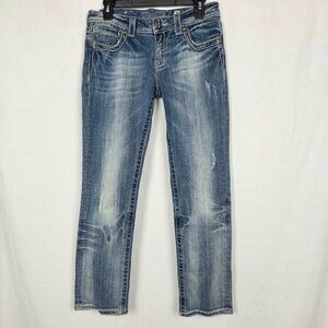 Miss Me Cropped Jeans 29 Clayton Fleur de Lis Bling